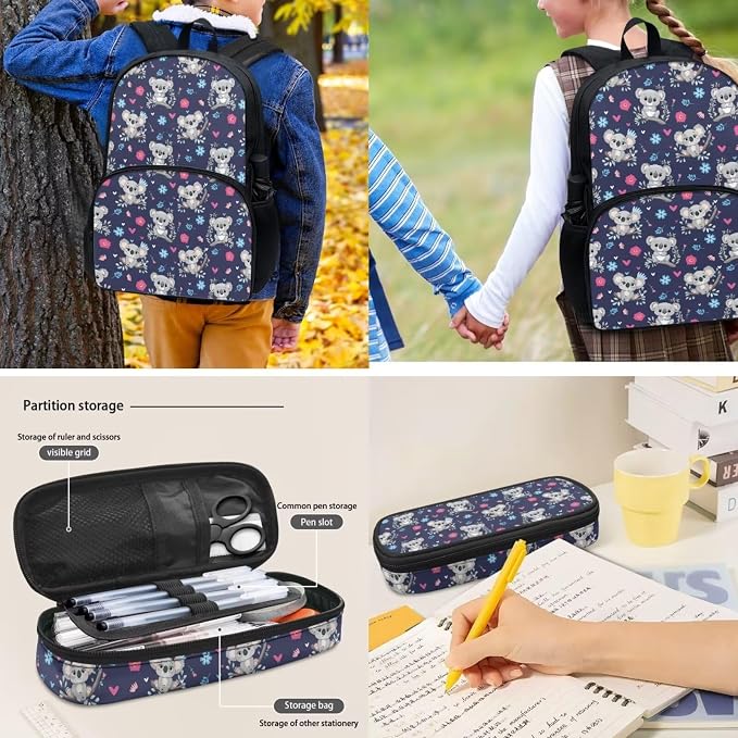 POLERO Cute Koala Backpack for Kids Elementary Preschool Kindergarten School Bookbag with Lunch Box Pencil Case Water Bottle Holder - Image 5