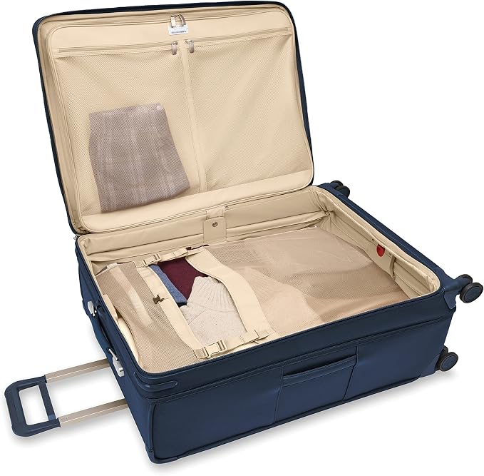 Briggs & Riley 31" Extra Large Expandable Spinner - Checked Luggage for Travel, Suitcases with Wheels, Softside Rolling Bag for Men & Women, Self-Repairing Zipper - Baseline Collection, Navy - Image 12