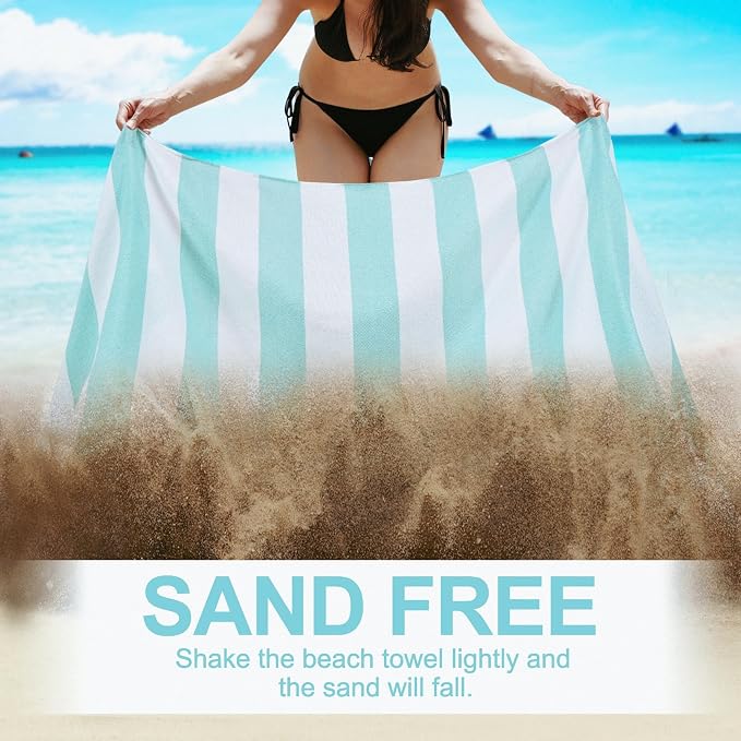 Genovega 6 Oversized Cotton Turkish Beach Bath Towel Set Bulk 74"x38" Extra Large Sand Free Quick Dry Swimming Camping Pool Clearance Towels Blanket Essentials Adult Multi Stripe - Image 4