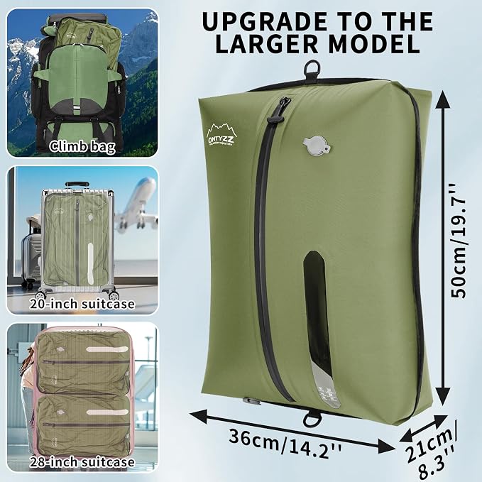 ONTYZZ Vacuum Bags for Travel, IPX8 Waterproof Vacuum Bags, Space Saver for Luggage/Camping/Home Storage (2 Pack NO Pump-Green) - Image 2