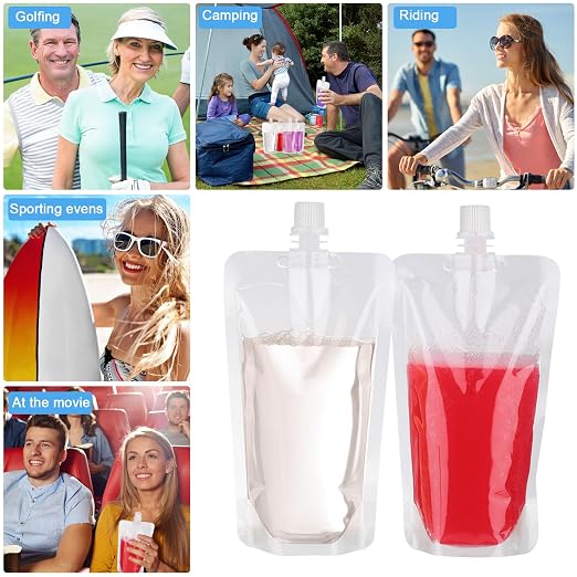 Patelai 300 Pieces Plastic Liquid Pouch Reusable Juice Pouches Travel Water Leak Proof Bags Bulk for Travel Outdoor (8 oz) - Image 5