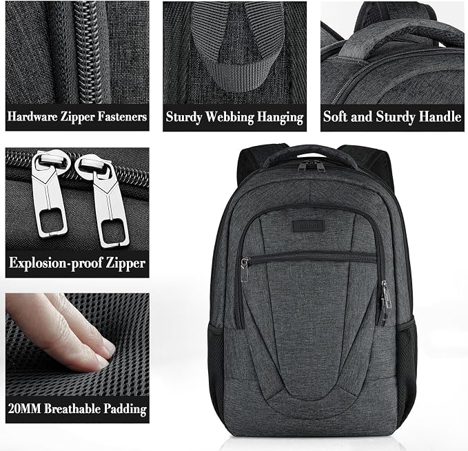 BIKROD Travel Laptop Backpack, 17 Inch Extra Large School Backpacks for Teen Boys and Girls, Black Water Resistant Women Back Pack, Business Men Sturdy Computer Bag - Image 4