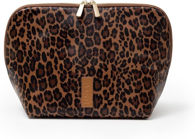 THE VERTI-Vertical Waterproof Makeup & Toiletry Bag | 23-Pocket Organizer with Upright, Fold-Down Design for Skincare, Toiletries & Essentials (Leopard, Large) - Image 5