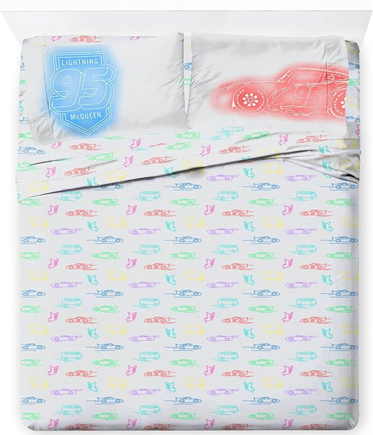 Jay Franco Kids Sheet Set with Fitted, Flat Sheets & Pillow Cover - Ultra-Soft Bedding with Pillowcase for Room Decor, Gray - Cars, 4 Piece Queen by JayFranco