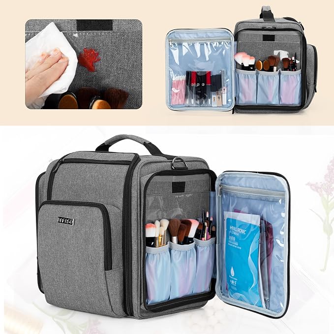 BAFASO Large Travel Toiletry Bag with 4 Removable Pouches, Gray | Multifunctional Makeup Bag for Toiletry Supplies. - Image 4