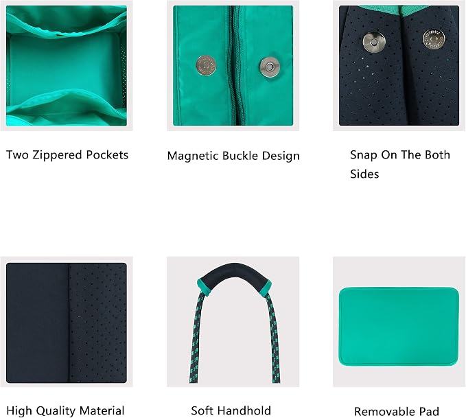 QOGiR Neoprene Multipurpose Beach Bag Tote with Inner Zipper Pocket … … … … - Image 6