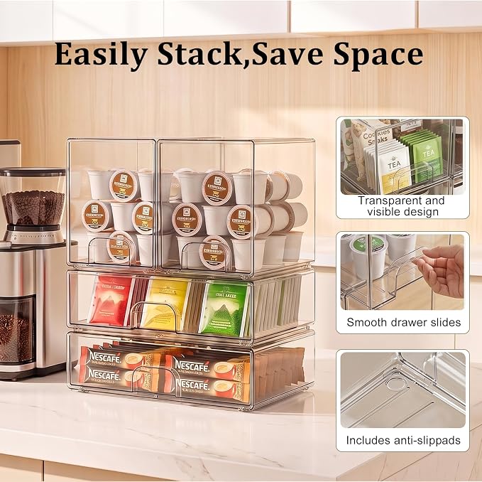 Clear Stackable Storage Drawers: Baby Bottle Storage Organizer, Acrylic Bottles Station Organizer Container for Countertop, Vanity, Bathroom, Cabinet Organization - 4 Pack - Image 5