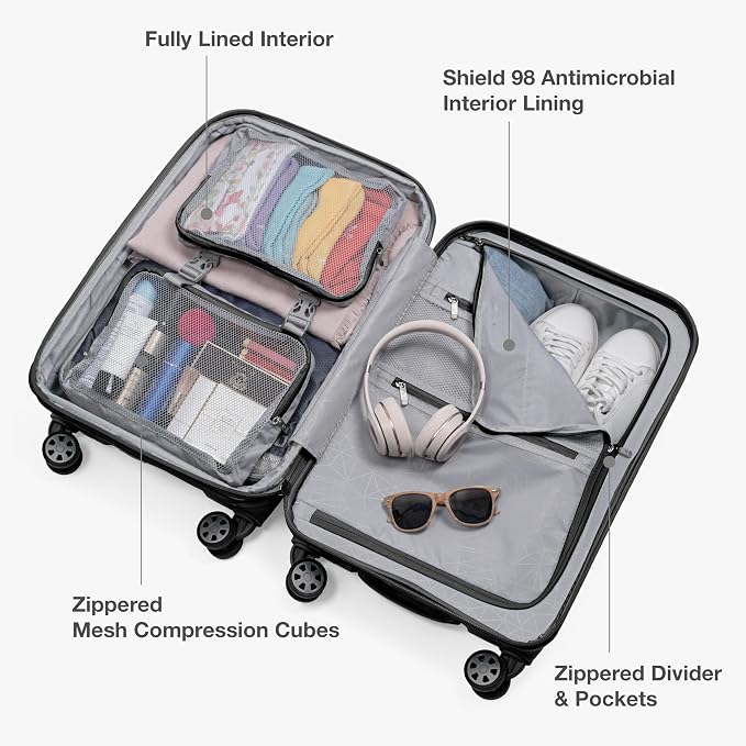 Traveler's Choice Pagosa Hardshell Expandable Luggage with Spinner Wheels, Black, 2-Piece Set (22/27) - Image 8