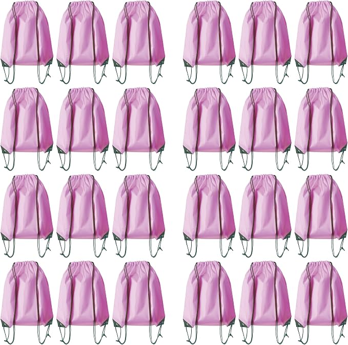 Drawstring Backpack Bulk 24Pcs Draw String Backpack Bags DIY Gym Sports Traveling Yoga Cinch Bag Sackpack Drawstring(pink) by Unknown