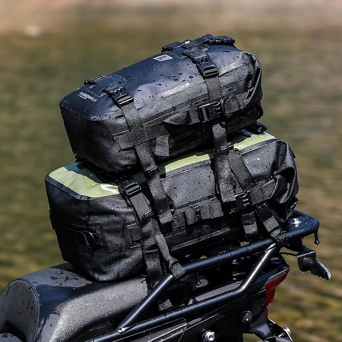 Rhinowalk Motorcycle Tail Bag, Travel Luggage Bags, Waterproof Rear Carrier, Motorcycle Rear Seat Bag Backpack, Rear Rack Trunk - Black 8L - Image 7