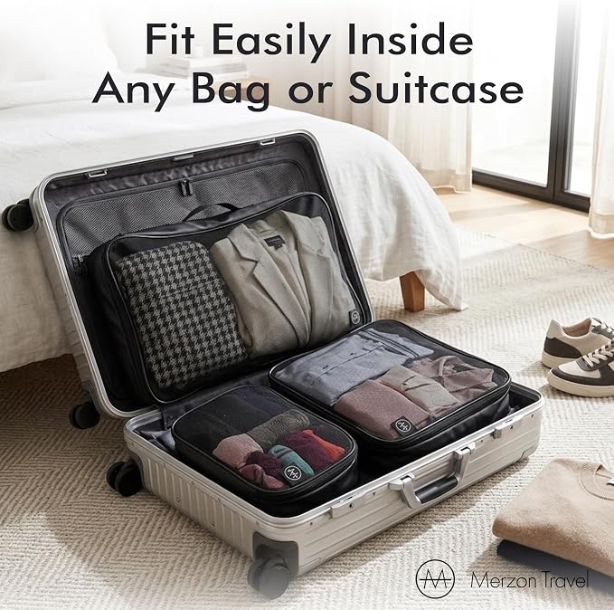 The Packus Cubus from, 3 Piece Packing Cube Set with a 24 Liter Total Capacity, Travel Luggage Organizer for Clothes, Shoes, and Accessories, Made from Sturdy Nylon, PC-511-BLK, Black - Image 3