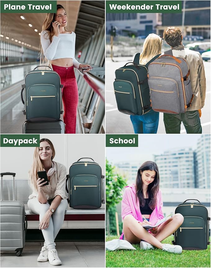 LOVEVOOK 40L Travel Backpack Flight Approved Carry on Backpack,3 Packing Cubes,Waterproof Personal Item Travel Bag,TSA Carry on Luggage Suitcase Travel Essentials,Gifts for Women & Men,fits 17" Laptop - Image 8