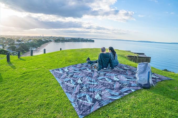 WEKAPO Beach Blanket Waterproof Sandproof Oversized, Extra Large Beach Mat Sand Free, Lightweight & Compact Sand Free Mat with 5 Stakes & 4 Corner Pockets - Image 8