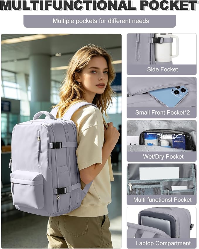 VGCUB Vacuum Backpack Travel with Pump, Vacuum Seal Compression Bags Laptop Backpack Personal Item - Image 7