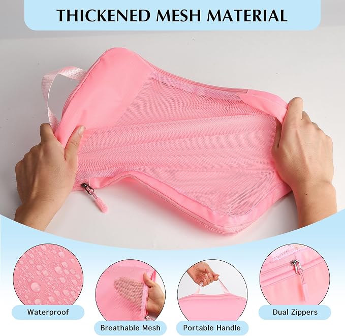 PFEYRPK Lightweight Compression Packing Cubes for Suitcases, Compressible Expandable Travel Packing Organizer with Clear Toiletries and Backpack Bag, Travel Essentials for Carry on Luggage 7 Set - Image 6