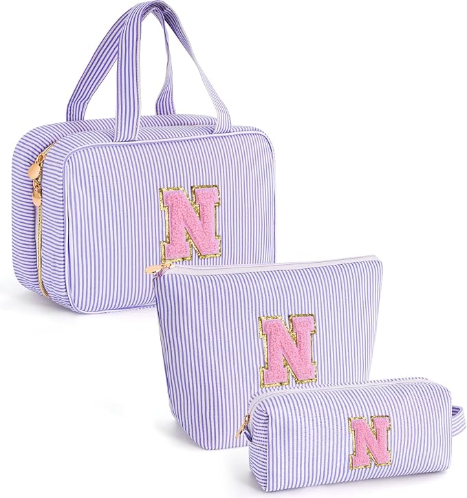 Gifts for Teen Girls Women - Travel Hanging Toiletry Bag & Makeup Bag - Personalized Initial Cosmetic Bag | Birthday Gift for Girl Trendy Stuff - Lavender N by Unknown