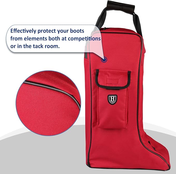 Harrison Howard Tall Boot Carry Bag Protect Rider Boots for Shows Competition Travel Long-lasting Boot Bag Red - Image 4