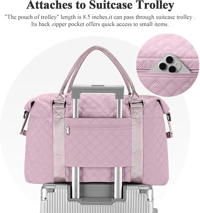 Travel Duffel Bag, Carry On Overnight Weekender Bags for Women | Travel Bag with Wet Pocket & Trolley Sleeve, For Spirit Airlines 18x14x8 Personal Item Bag - Image 6