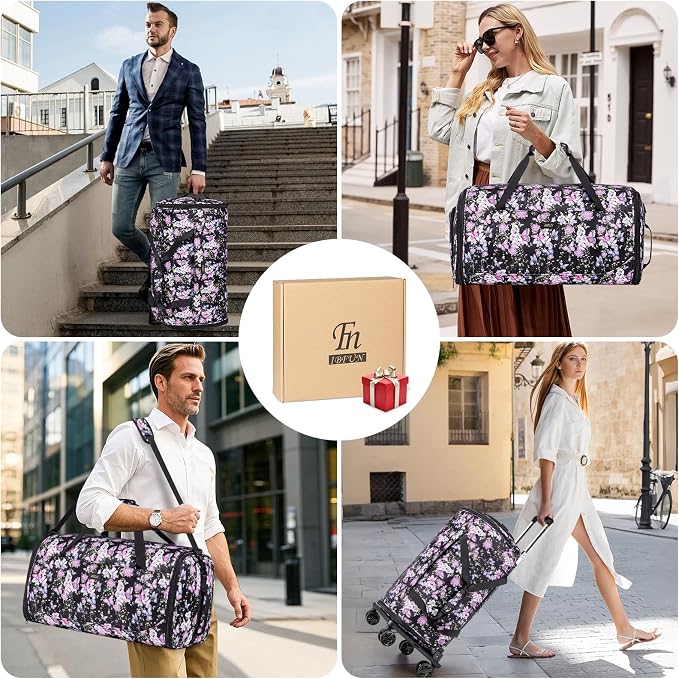 Rolling Garment Bags for Travel - Carry on Convertible Garment Duffle Bags with Wheels for Men Women, 4 in 1 Large Travel Duffel Bags with Shoes Compartment Hanging Suit Dress Weekender Bag 4pcs Set - Image 7
