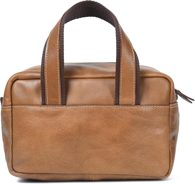 De Lira Extra Large Full-grain Leather Toiletry Bag, Shaving Kit & Cosmetics Case, 10x6x5.5 in, Travel Organizer for Men & Women, Light Brown - Image 7
