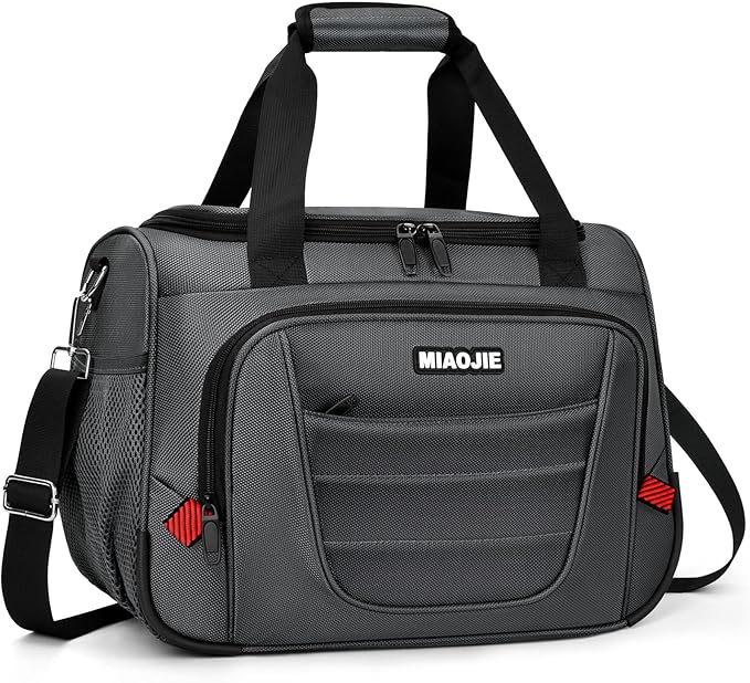 Underseat Carry On luggage Bag Airplanes Personal Item Bags, Gym Bag for Men Weekender Overnight Travel Tote Bag Shoulder Small Softside Carry on Luggage Travel Duffel Bags For Men Women -16 IN Grey by MIAOJIE