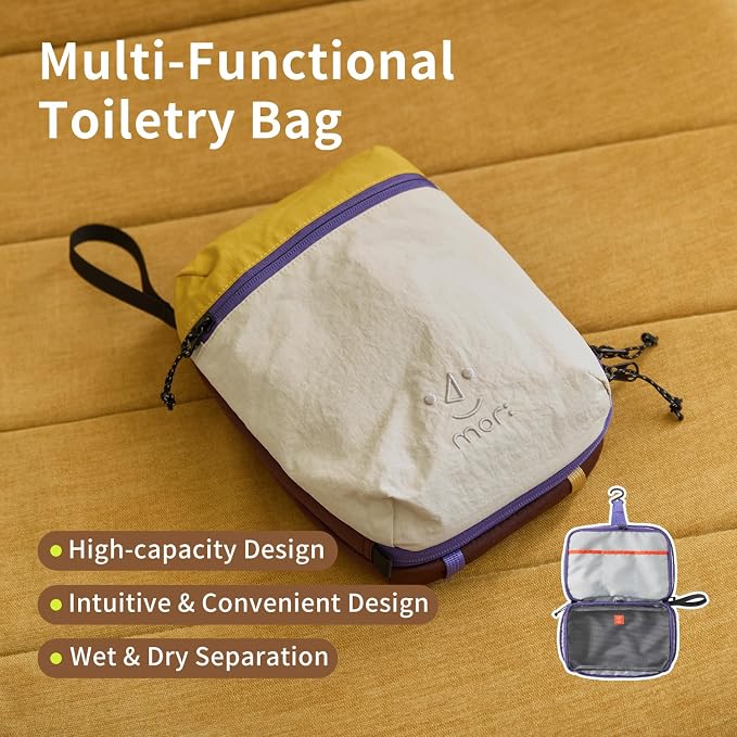 morning deer Small Toiletry Bag Travel Bag with Hanging Hook | Dry-wet Separation,Makeup Cosmetic Bag,Shaving Kit Toiletry Bag, Travel Organizer for Shampoo,Toiletries,Gym,Camping - Image 2