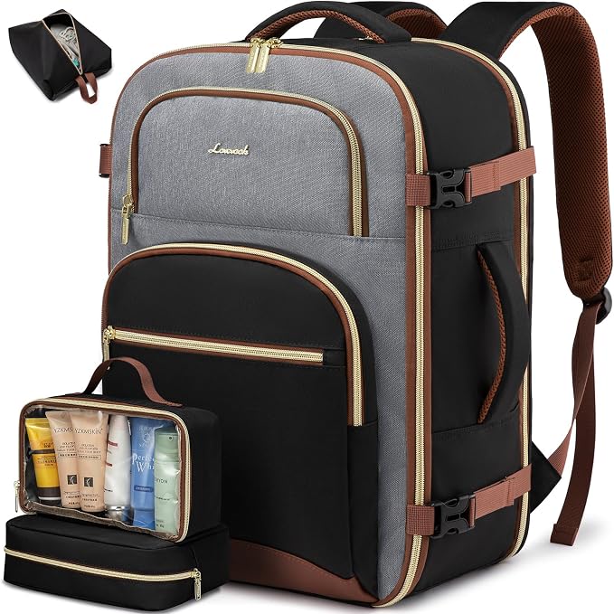 LOVEVOOK Travel Essentials Carry on Backpack 50L Travel Backpack for Women Men,Waterproof TSA Personal Item Travels Bag Airline Flight Approved,Large Carry on Luggage Laptop Backpack with Packing Cube by LOVEVOOK