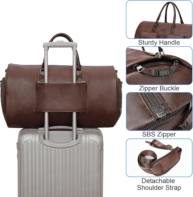 Convertible Garment Bag, Carry-On Suit Bag with Shoulder Strap | 2-in-1 lightweight hanging garment bag, multi-pocket foldable travel bag for weekend getaways for both men and women - Image 3