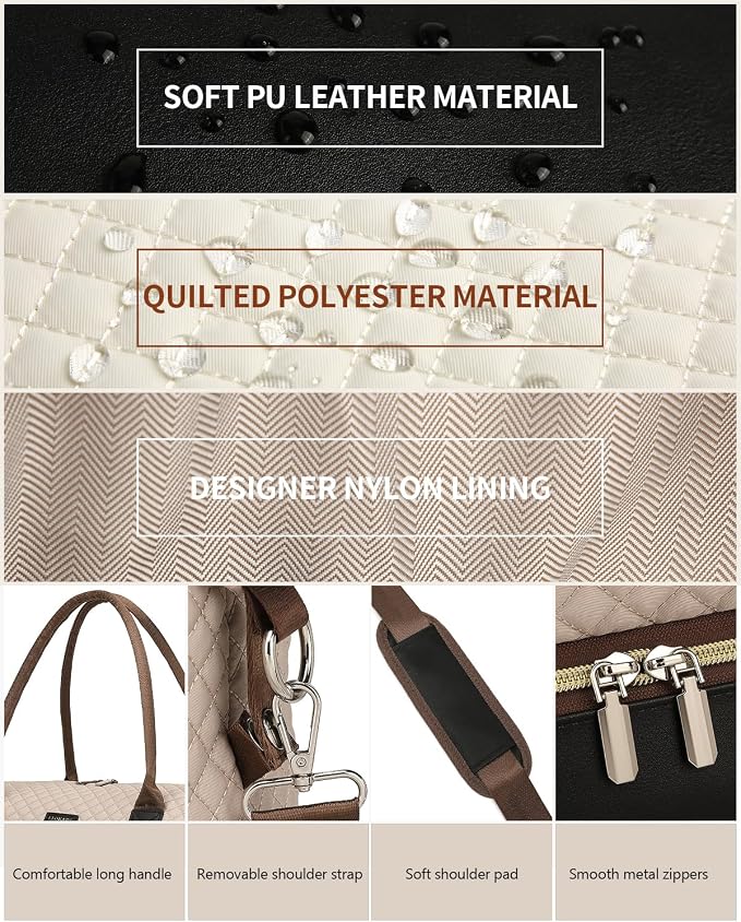 Weekender Bags for Women Travel, Under Seat Carry On Bags for Airplanes Overnight Bag with Shoe Compartment Luggage Sleeve, Foldie Travel Tote Bag Hospital Bag, Travel Gifts, Nude Black - Image 6