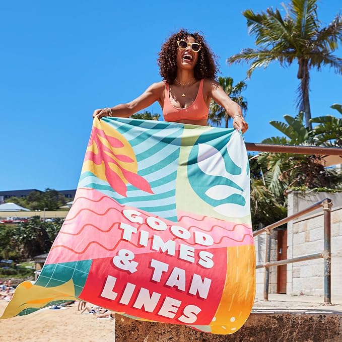 Dock & Bay Beach Towel - Quick Dry, Sand Free - Compact, Lightweight - 100% Recycled - Includes Bag - Good Times & Tan Lines - Extra Large (200x90cm, 78x35) - Image 6