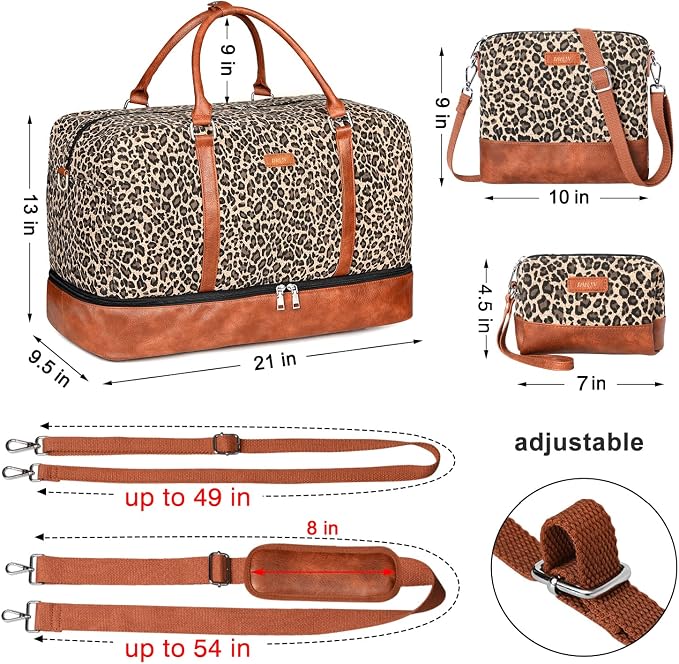 IBFUN Weekender Bags for Women, 21" Weekender Travel Bag, Travel Duffle Bag with Shoe Compartment Carry on Overnight Duffel Bag for Weekend Travel Business Trip, 3PCS - Image 6