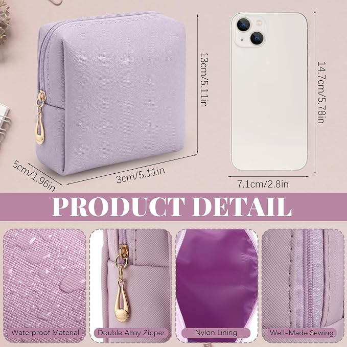 Kigeli 15 Pcs Makeup Bags PU Leather Aesthetic Cosmetic Pouches Waterproof Plain Toiletry Bags Makeup Pouches Bulk for Women Party Gift Travel Storage Organizer (Macaron Color,5.1 x 2 x 5.1 in) - Image 2