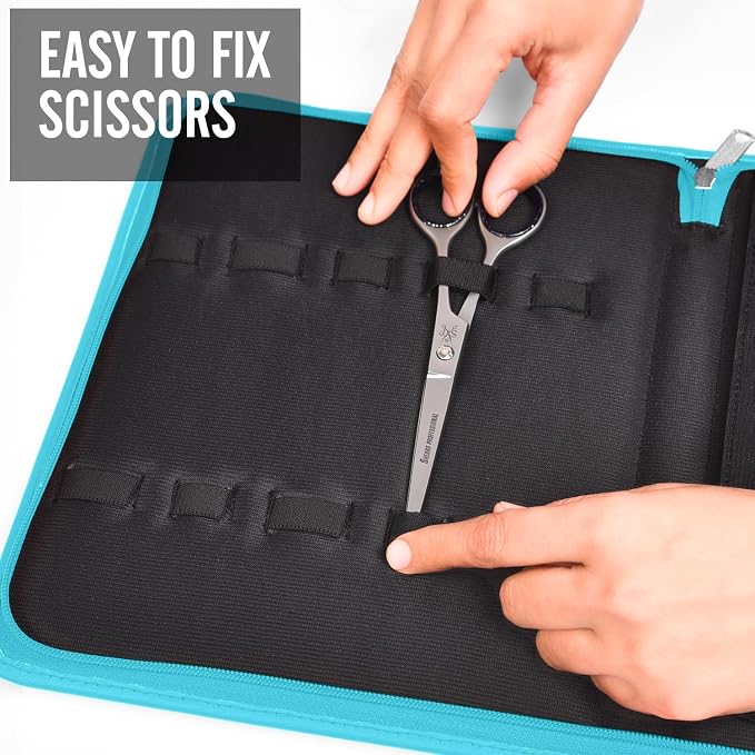 Case Holds 10 Grooming or Beauty Shears (TURQUOISE) - Image 2