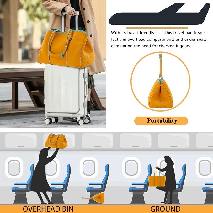 QOGiR Neoprene Multipurpose Beach Bag Tote with Inner Zipper Pocket … … … … - Image 6