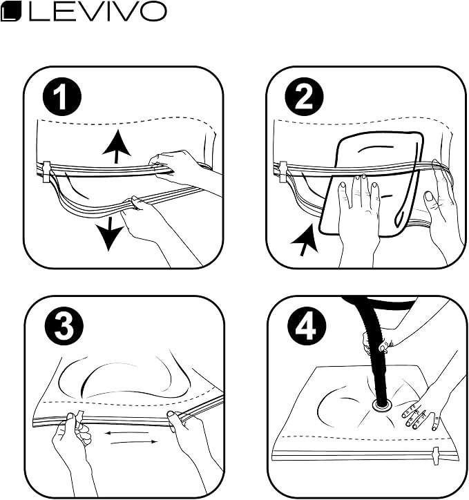 LEVIVO Vacuum Bag for Space-Saving Storage, 6-Piece Set, incl. Hand Pump for Travelling - Image 3
