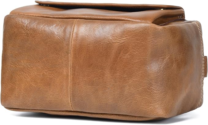 De Lira Extra Large Full-grain Leather Toiletry Bag, Shaving Kit & Cosmetics Case, 10x6x5.5 in, Travel Organizer for Men & Women, Light Brown - Image 4