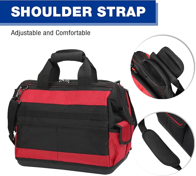 WORKPRO 16" Top Wide Mouth Tool Bag with Water Proof Rubber Base, Multi-Compartment, 46 Pockets, For Tool Organizer & Storage, W081122A - Image 7