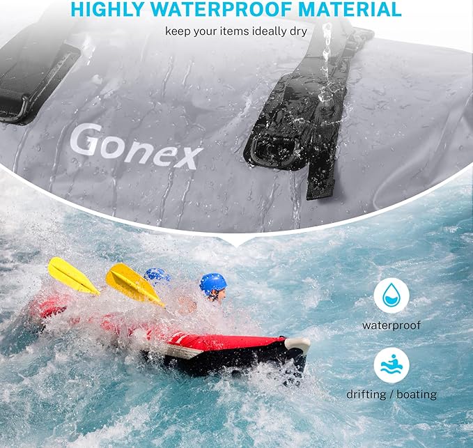 Gonex Extra Large Waterproof Dry Duffel Bag, Roll-Top PVC Gear Bag | Waterproof PVC, Roll-Top Closure, Wet Pocket, Shoulder & Hand Carry, Kayaking, Paddleboarding, Travel - Image 2