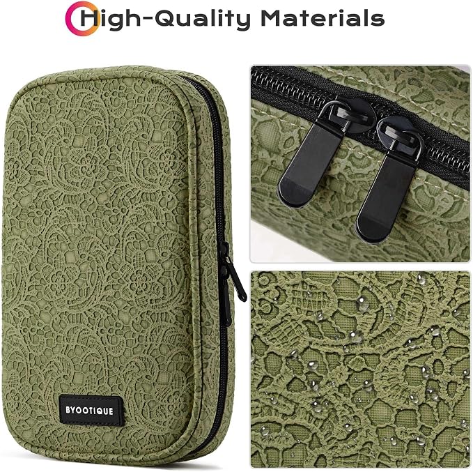 BYOOTIQUE Makeup Brush Bag Organizer Portable Multi Brush Holder Hand Bag | Travel Makeup Artist Bag,Cosmetic Organizer Pouch Zipper Bag,with Removable Mesh,for Brushes Cosmetics,Green - Image 6