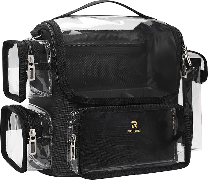 TANTO Makeup Brush Bag, Makeup Artist Bag Clear Makeup Case Professional Large Cosmetic Organizer Bag Portable Cosmetic Train Case with Adjustable Dividers & Shoulder Strap Easy to Clean by TANTO