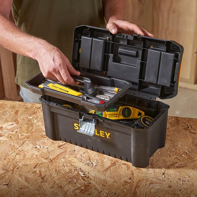 STANLEY Essential Tool Box (16in), Durable Storage Solution with Removable Tote Tray and Organisers, for Parts and Tools Storage, STST1-75518 - Image 11