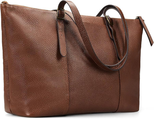 befen Vintage Genuine Leather Work Tote Bag for Women Large Tote Bag with Zipper Leather Purse and Handbags with Compartment by befen-