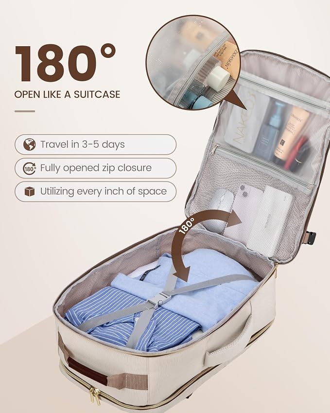 LOVEVOOK 40L Travel Backpack Flight Approved Carry on Backpack,3 Packing Cubes,Waterproof Personal Item Travel Bag,TSA Carry on Luggage Suitcase Travel Essentials,Gifts for Women & Men,fits 17" Laptop - Image 2