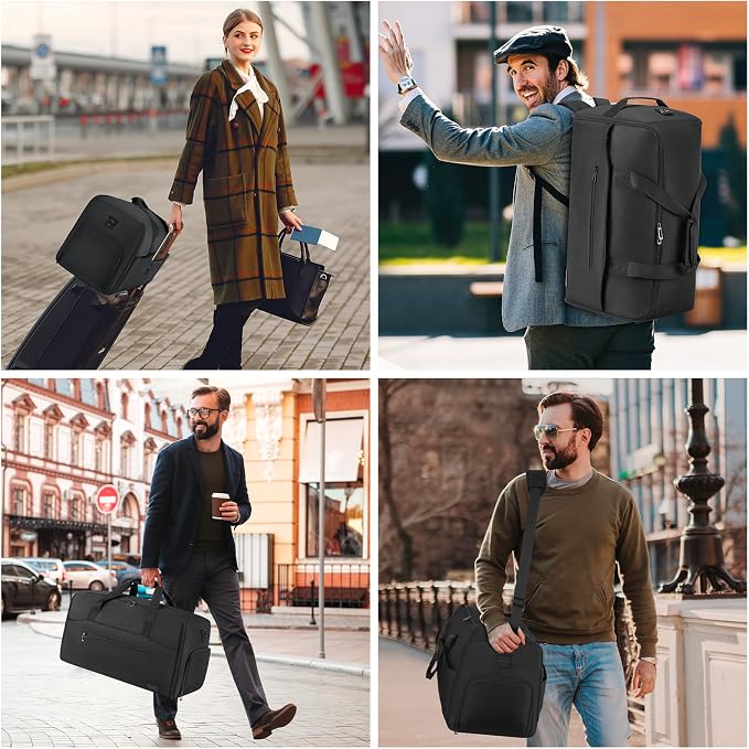 Garment Duffle Bag for Men,Convertible Garment Bags for Travel,Suit Carry-on Travel Bag Expandable with Shoes Compartment for Business Trip,Weekend(Black) - Image 7