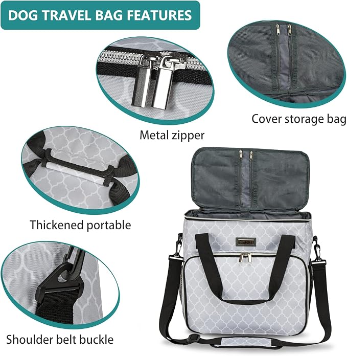 BAGLHER Dog Travel Bag, Pet Travel Bag (ALL Pet Travel Supplies), With 2 Pet Food Containers and 2 Collapsible Silicone Bowls; Essential Kits for Pet Travel DLwhite - Image 4