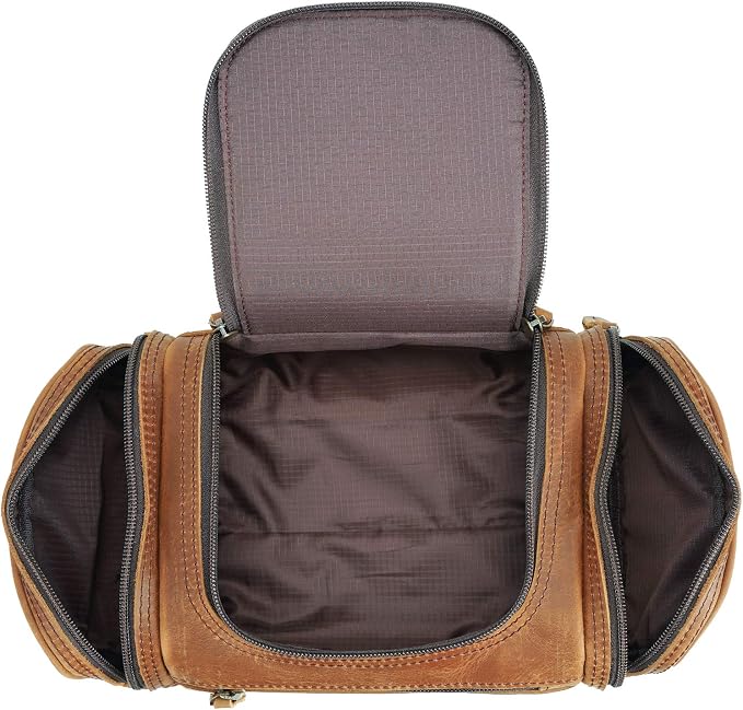 Polare Toiletry Bag Full Grain Leather Shaving Kit Dopp Kit Travel Case Wash Bag with YKK Zippers - Image 4
