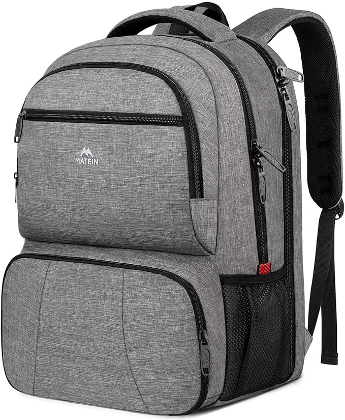 MATEIN Lunch Backpack, 17 inch Insulated Cooler Backpack for Women Men, Water Resistant Lunch Box Backpack with Laptop Compartment for Work Picnic Travel Beach, Grey by MATEIN