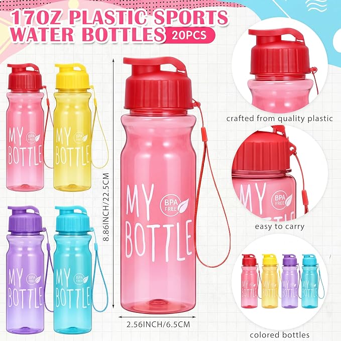 60 Pcs Bulk Backpacks Water Bottle Pencil Pouch Supplies, Backpack Donate Set, Lightweight Book Bags for Outdoor Travel(lettered Bottle, Green&blue&orange&fuchsia) - Image 4