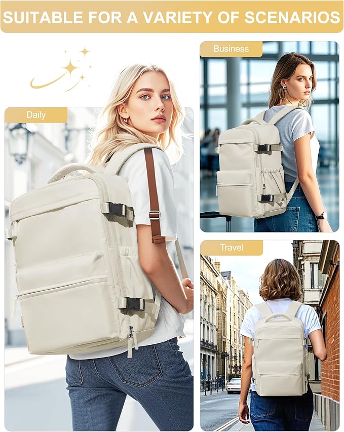 winspansy Vacuum Backpack Travel Essentials with Air Pump Compression Bags for Travel Carry on Flight Approved Seal Vacpack Personal Item Backpack with Vacuum System for Women Men Beige - Image 8