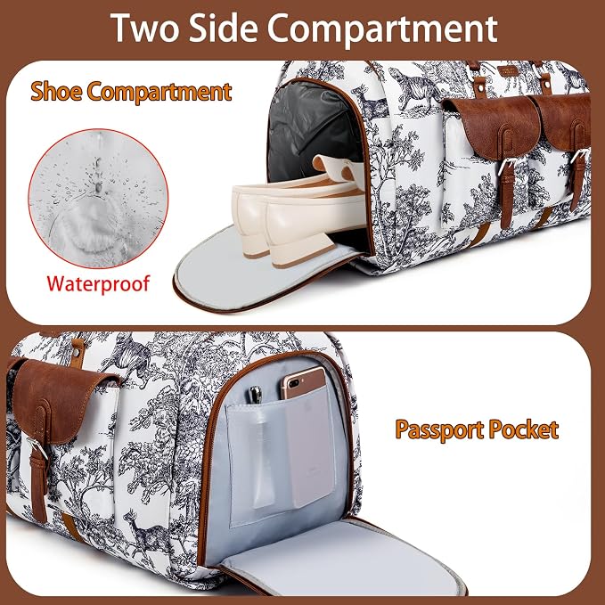 Garment Duffel Bag for Travel - Convertible Carry on Garment Duffel Travel Bag for Women Men Large Weekender Bag with Shoes Pouch 2 in 1 Hanging Suit Travel Duffel Bag 3pcs Set - Image 4